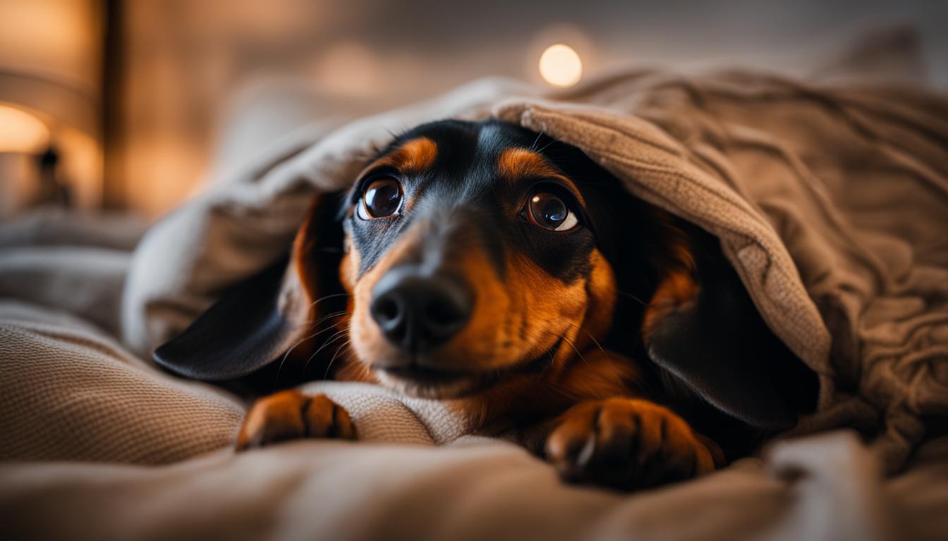 dachshund takes himself to bed